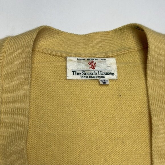 Vintage The Scotch House Cashmere Cardigan Sweater Womens 40 Yellow - Picture 8 of 11